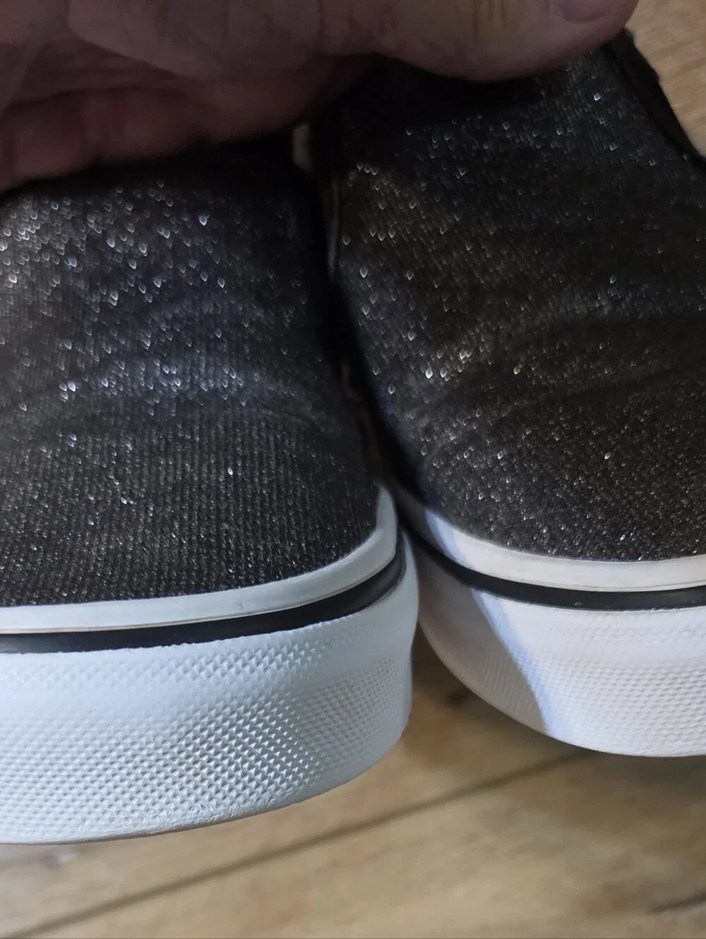Vans Asher Shimmer Glitter Black Slip-On Women's Size 8
